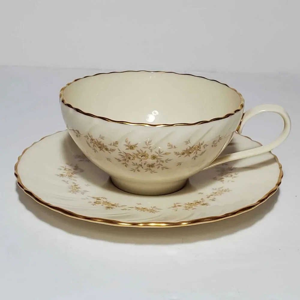 Lenox Teacup and Saucer Gaylord Yellow Flowers Vintage